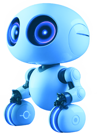 3D blue robot representing artificial intelligence and chatbot development services